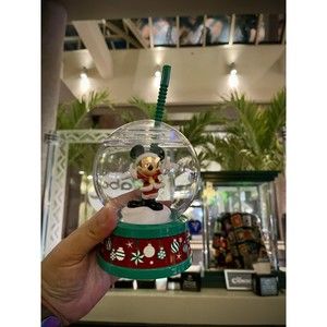 Disney Parks 2022 Holiday Christmas Santa Mickey Mouse Snow Globe Sipper Cup New